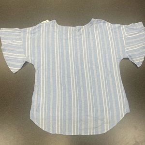 EuC Ellen Tracy lightweight linen belled short sleeve blouse size Medium